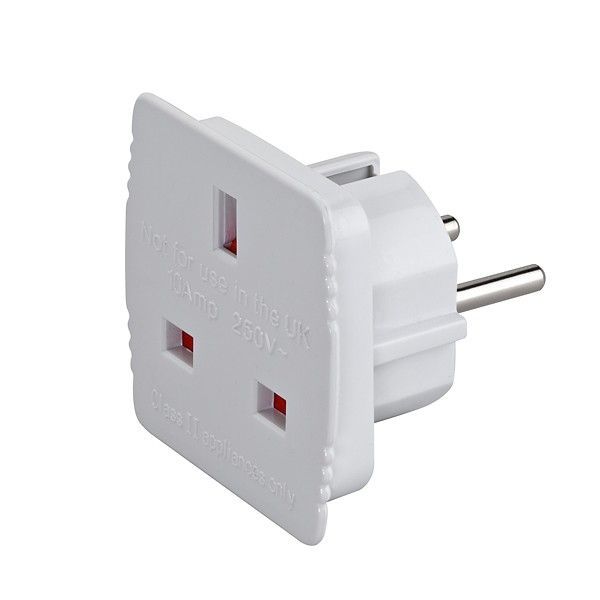 Reisestecker Adapter UK - Deutschland weiss